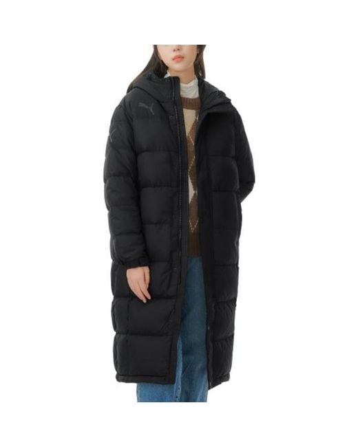 PUMA Black Long Down Jacket for men