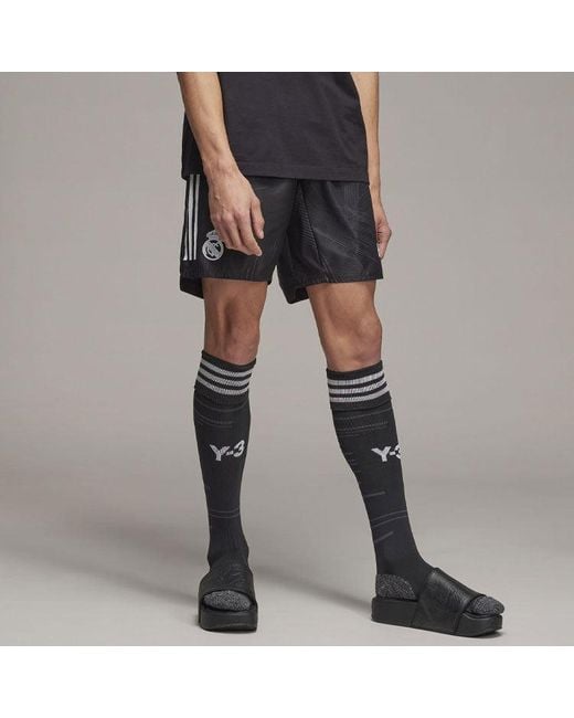 Adidas Black X Y-3 Crossover Real Madrid Stripe Logo Breathable Sports Training Shorts for men