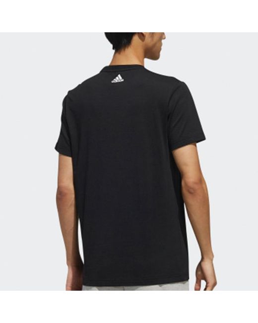 Adidas Black Logo Large Alphabet Printing Short Sleeve for men