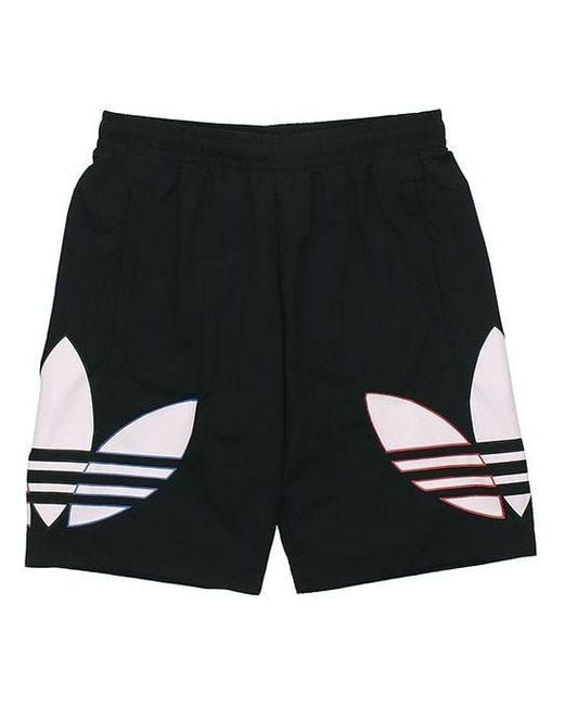 Adidas Black Originals Tricolor Logo Printed Dri-Fit Training Sports Shorts for men