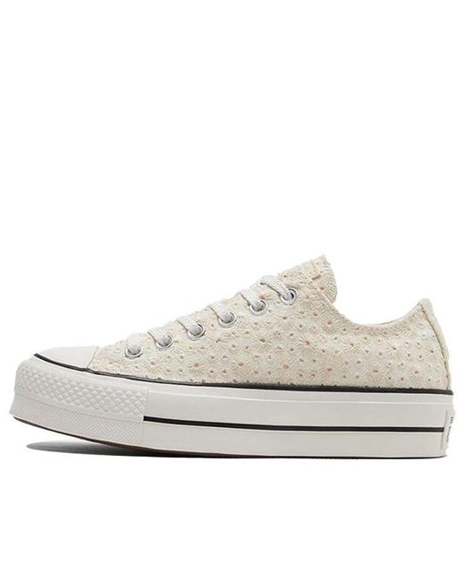 Converse Chuck Taylor All Star Platform Low 'broderie' in White | Lyst