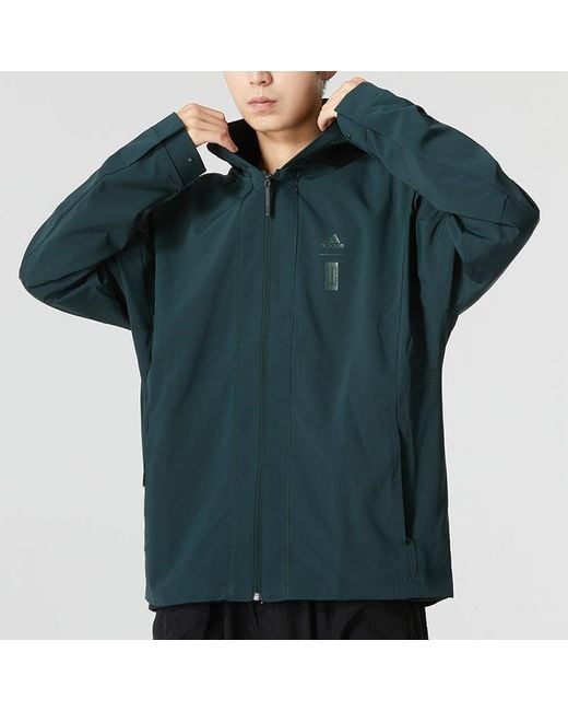Adidas Green Wj Mh Wv Wb Solid Color Athleisure Casual Sports Hooded Jacket Military for men