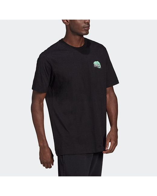 Adidas Black Originals Pckalot Tee Retro Printing Sports Round Neck Short Sleeve for men