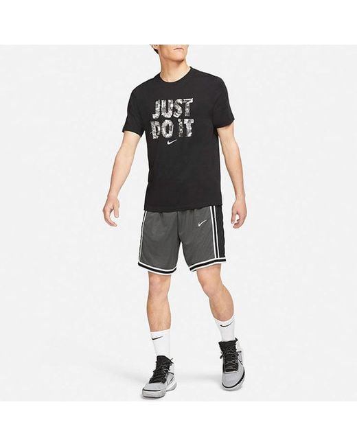 Nike Black Just Do It Alphabet Printing Sports Short Sleeve for men