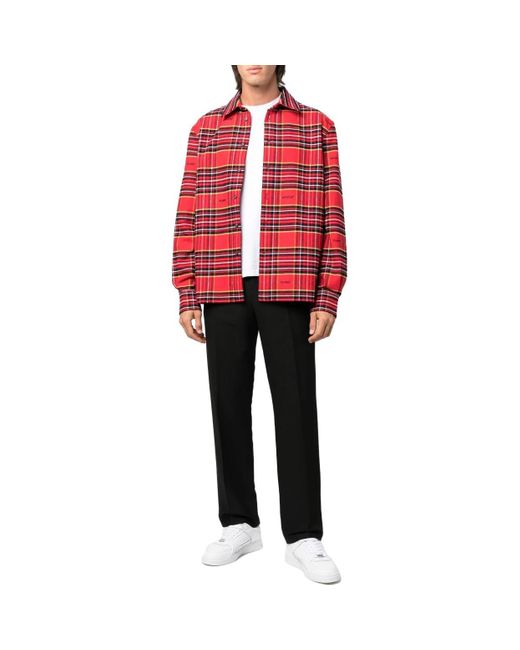 Off-White c/o Virgil Abloh Red Fw22 Stripe Lapel Long Sleeves Shirt for men
