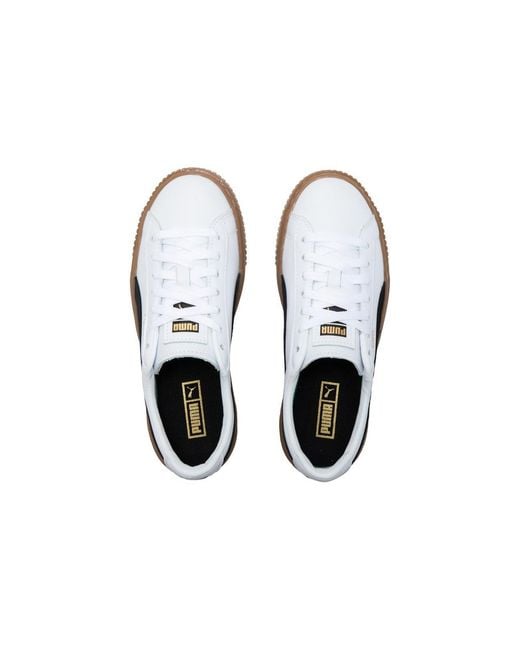 PUMA White (Wmns) Basket Platform L