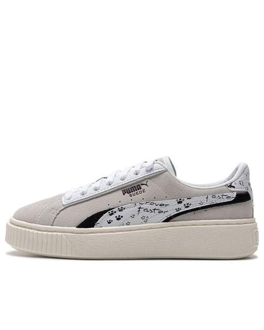 PUMA White (Wmns) Suede Platform Draw