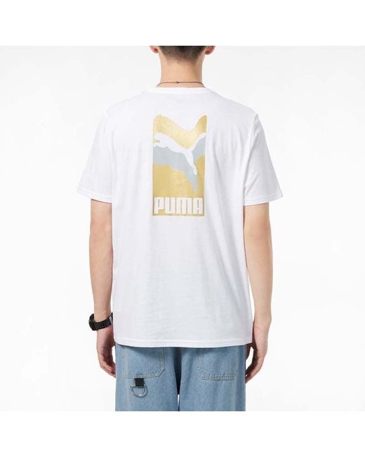 PUMA White Alphabet Printing Casual Sports Short Sleeve for men