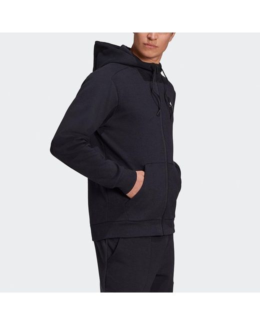 Adidas Blue Mhs Fz Sta Sports Hooded Knitted Jacket for men