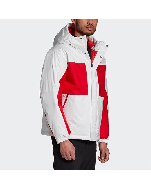 Adidas Red Sports Hooded Down Jacket for men