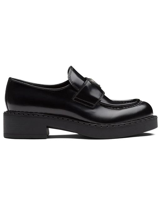 Prada Black (Wmns) Chocolate 50Mm Brushed Leather Loafer