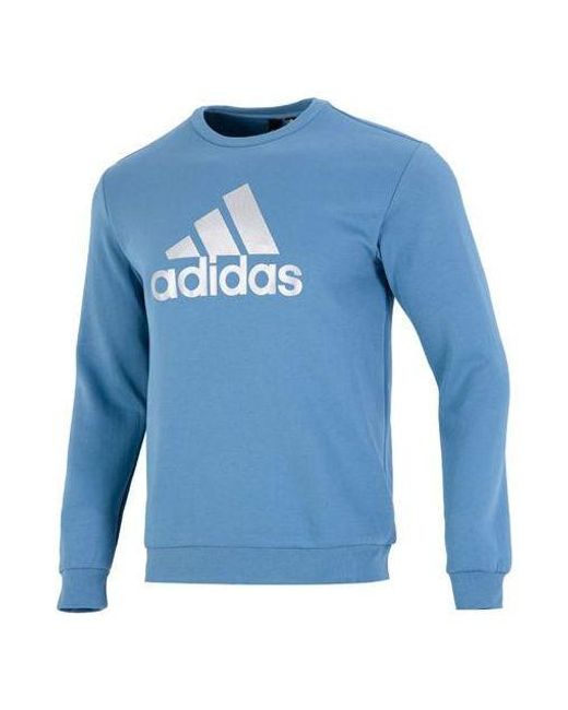 Adidas Blue Mh Crew Swt Athleisure Casual Sports Logo Round Neck Autumn Sky for men