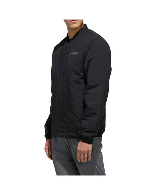 Adidas Black Xplr Ins Bomber Outdoor Sports Solid Color Jacket for men