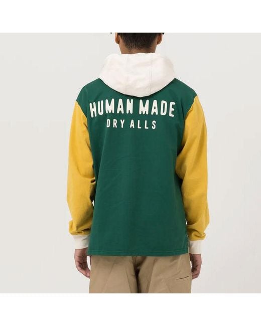 Human Made Green Rugby Shirt Hoodie for men