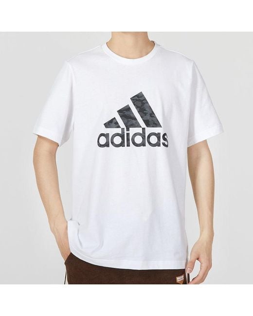 Adidas White Camo Short Sleeve Tee for men