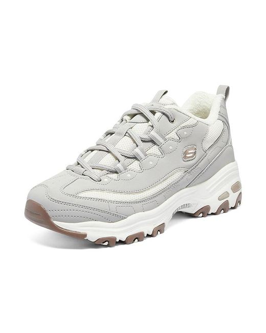 Skechers White (Wmns) D'Lites-Looking Glass Marathon Running Shoes