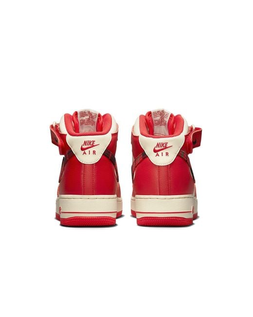 Nike Red Air Force 1 Mid '07 Lx Plaid' for men