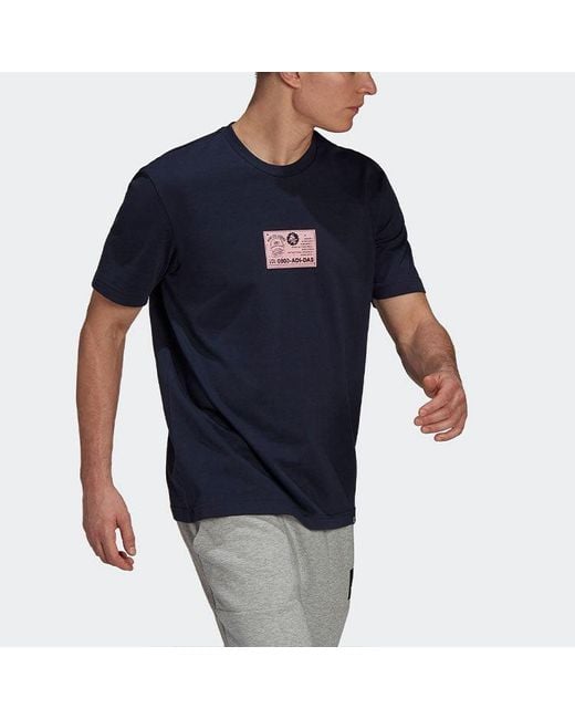 Adidas Blue Psychic Coach Graphic Tee for men