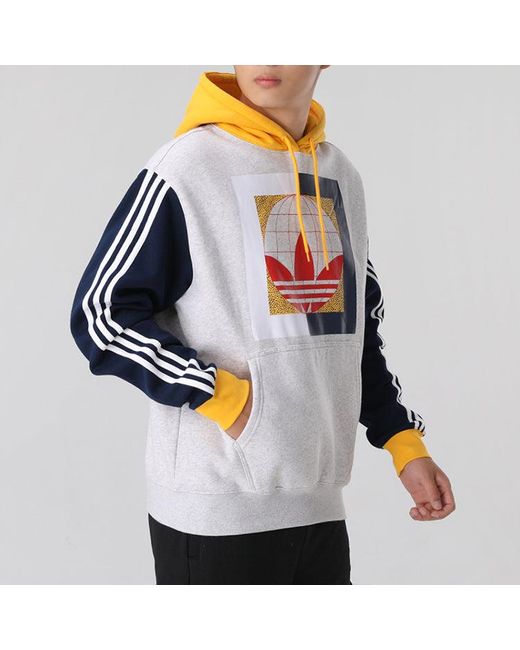 Adidas Blue Originals Globe Hdy Colorblock Logo Printing Fleece Lined for men