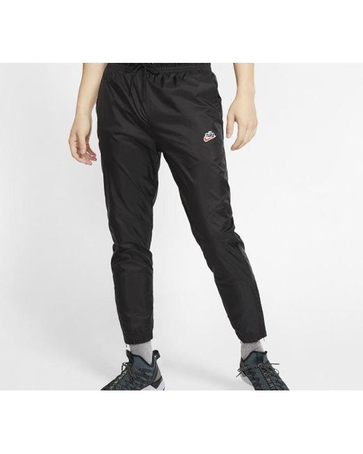 Nike Black Sportswear Windrunner Elastic Drawstring Sports Long Pants for men