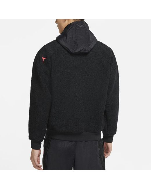 Nike Black Zipper Fleece Windproof Stay Warm Hooded Jacket for men