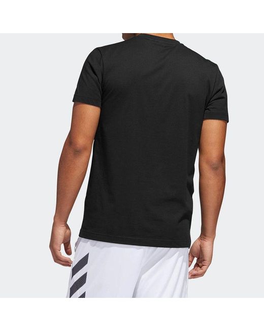 Adidas Black Basketball Sports Alphabet Round Neck Short Sleeve for men