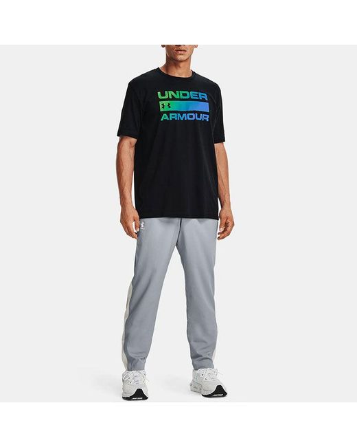Under Armour Blue Team Issue Wordmark Casual Elastic Printing Short Sleeve for men