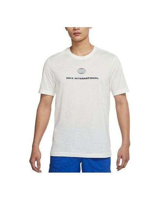 Nike White Heritage Solid Color Round Neck Casual Sports Short Sleeve for men
