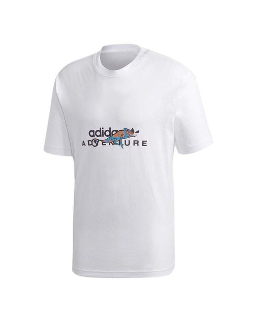 Adidas White Originals Adv Graphic Tee Alphabet Printing Sports Short Sleeve for men