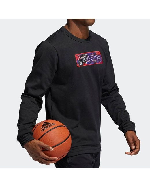 Adidas Blue Mic Gfx Crew New Year's Edition Basketball Sports Fleece Lined Round Neck Pullover for men