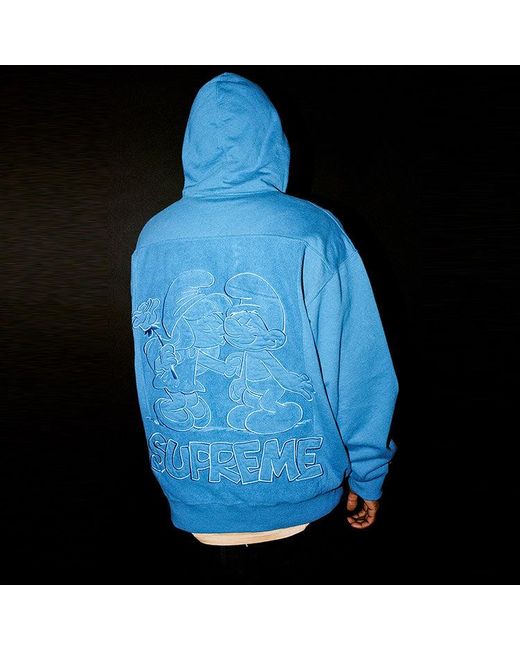 Supreme Blue Smurfs Hoodie for men