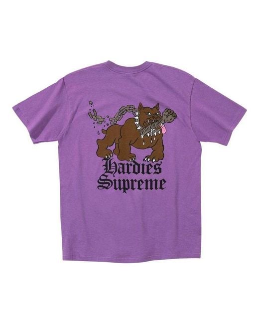 Supreme Purple X Hardies Dog T-Shirt for men