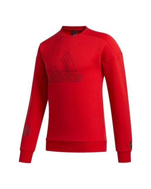 Adidas Red Logo Printing Sports Pullover for men