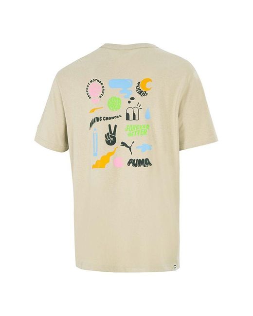 PUMA Natural Athleisure Casual Sports Cartoon Printing Round Neck Short Sleeve for men