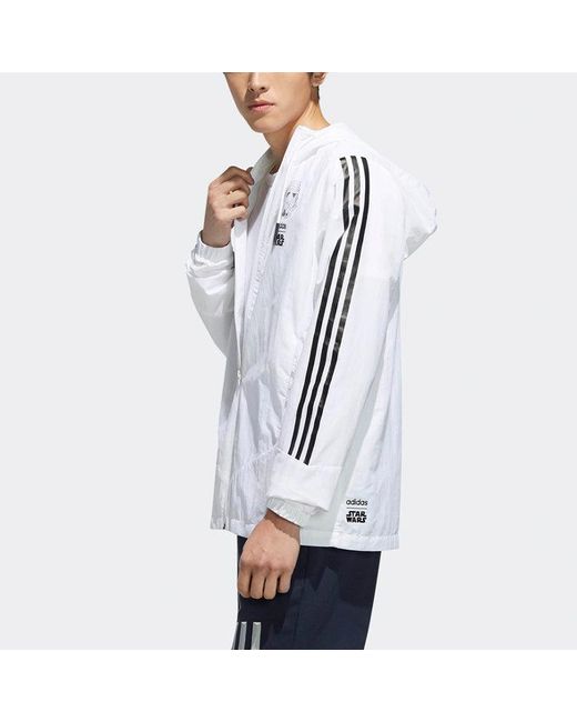 Adidas White Neo M Sw Wb Logo Printing Cozy Casual Sports Hooded Jacket for men