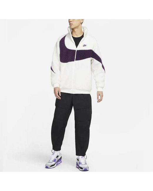 Nike White Big Logo Lamb Velvet Jacket Sail for men