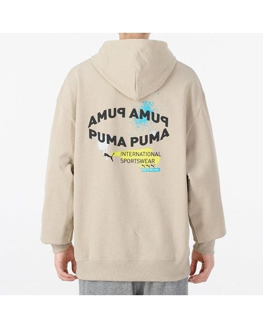PUMA White Oversize Trend Graphic Logo Hoodie for men