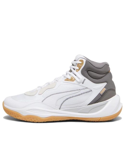 PUMA White Playmaker Pro Mid Trophies for men