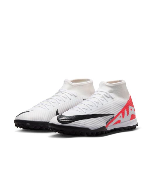Nike White Mercurial Superfly 9 Academy Turf Soccer Shoes 'Bright Crimson' for men