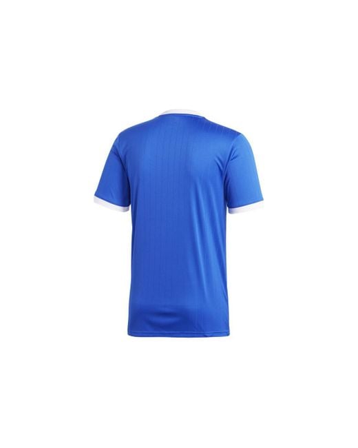 Adidas Blue Stripe Quick Dry Micro Mark Sports Training V Neck Short Sleeve T-Shirt for men