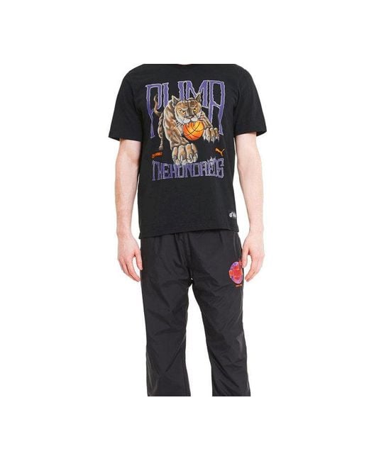 PUMA Black X The Hundreds Tee Printing Round Neck Short Sleeve for men