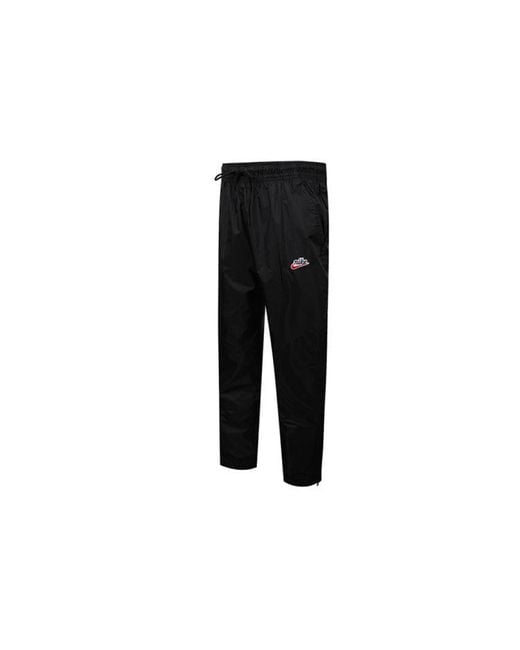 Nike Black Sportswear Windrunner Elastic Drawstring Sports Long Pants for men