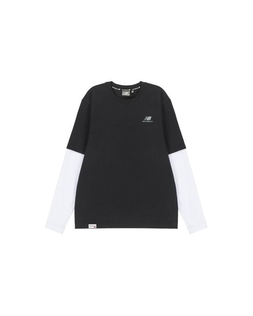 New Balance Black Contrasting Colors Sports Round Neck Pullover T-Shirt