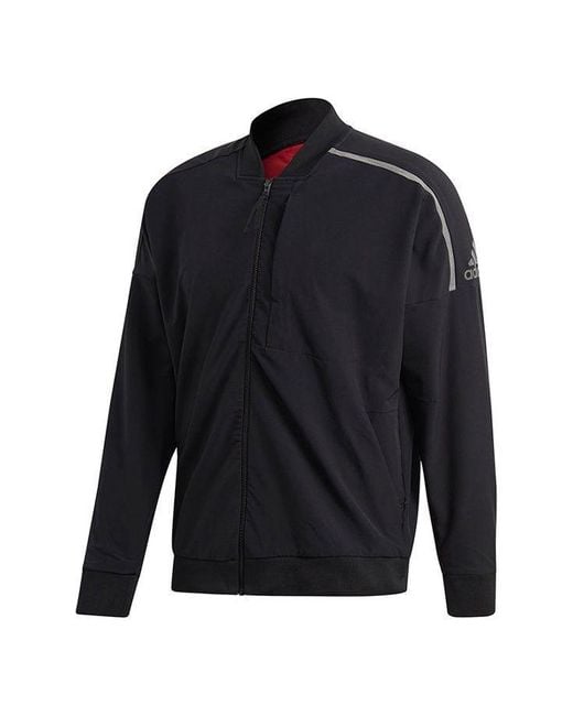 Adidas Blue Zne Bmbr Wvn Sports Stand Collar Jacket for men