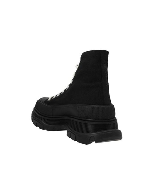 McQueen Black Tread Slick Canvas High Top Sneakers for men