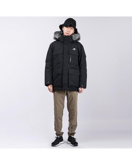 New Balance Blue Warm Long Down Jacket for men