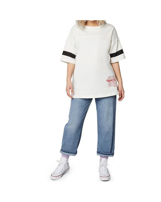 Converse White (Wmns) Renew Alphabet Printing Short Sleeve