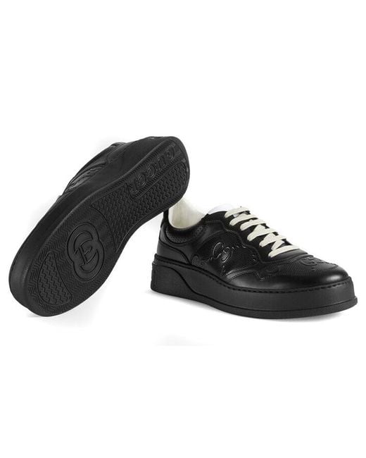 Gucci Black Gg Embossed Sneaker Leather' for men