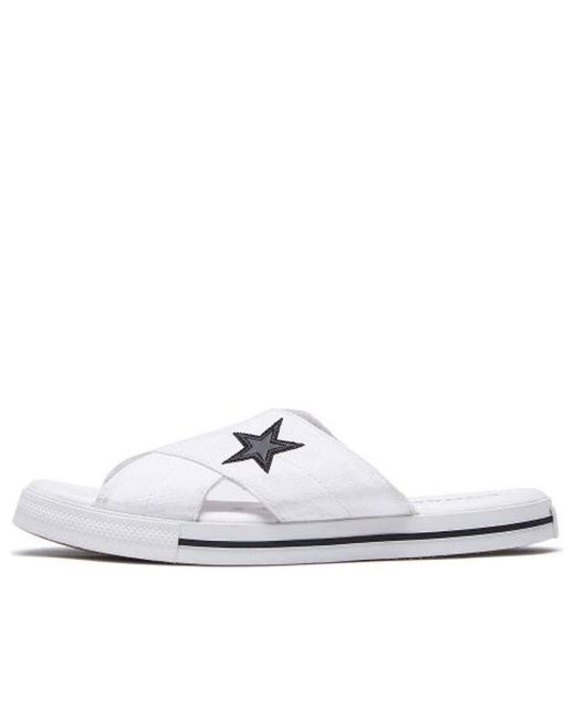 Converse White (Wmns) One Star Slide Canvas Slippers