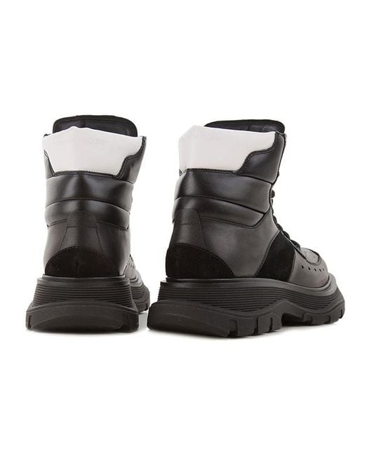 McQueen Black Leather Ankle Boots for men